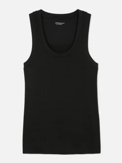 Dżersejowa koszulka prążkowana bez rękawów