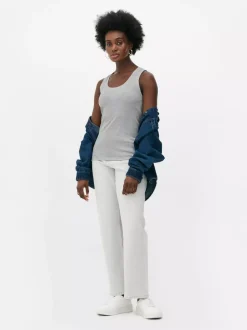 Dżersejowa koszulka prążkowana bez rękawów