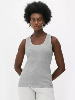 Dżersejowa koszulka prążkowana bez rękawów