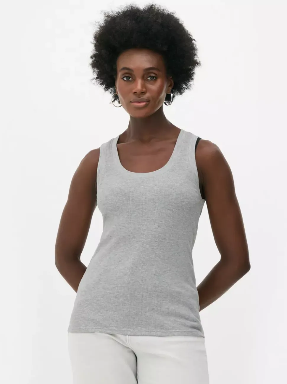 Dżersejowa koszulka prążkowana bez rękawów