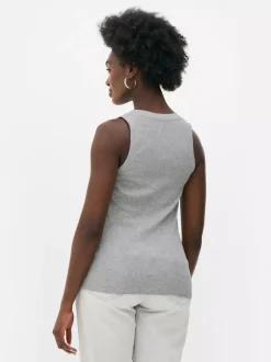 Dżersejowa koszulka prążkowana bez rękawów