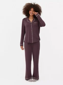 Dżersejowa piżama typu boyfriend z długim rękawem