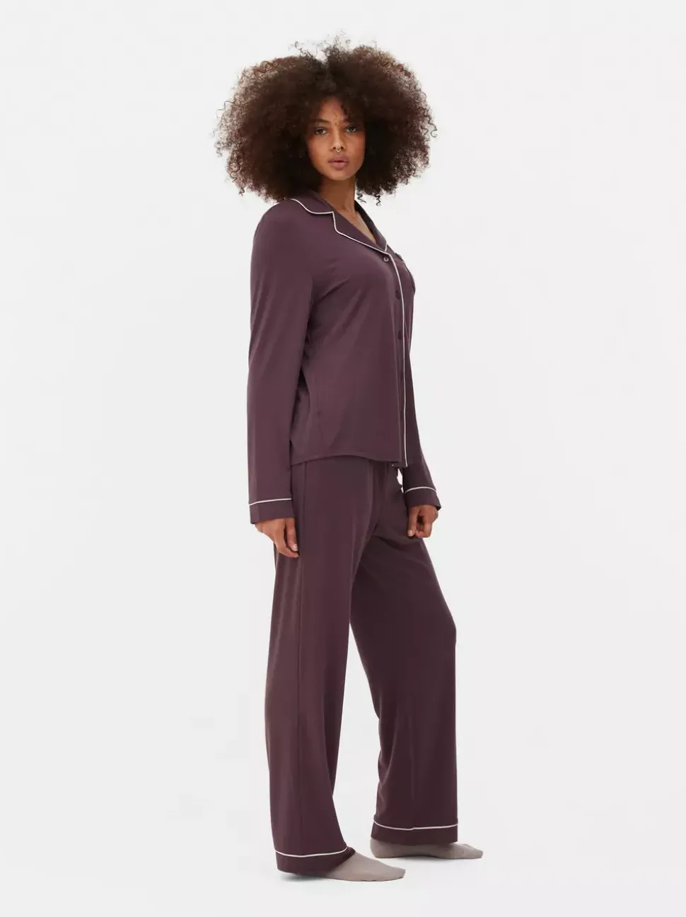 Dżersejowa piżama typu boyfriend z długim rękawem