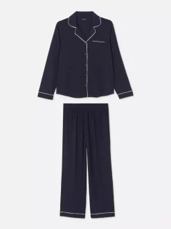 Dżersejowa piżama typu boyfriend z długim rękawem