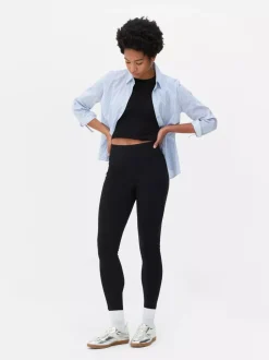 Dżersejowe legginsy z wysokim stanem