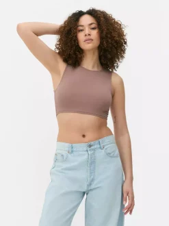 Dżersejowy top bez rękawów z efektem drugiej skóry