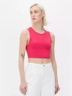 Dżersejowy top bez rękawów z efektem drugiej skóry