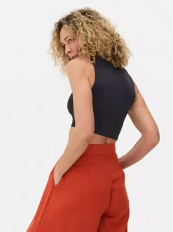 Dżersejowy top bez rękawów z efektem drugiej skóry