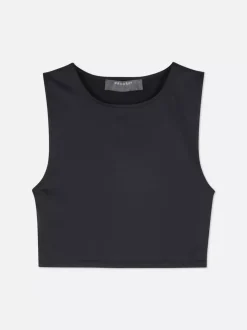 Dżersejowy top bez rękawów z efektem drugiej skóry