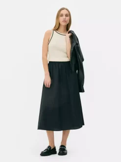 Długa koszulka bez rękawów o splocie warkoczowym