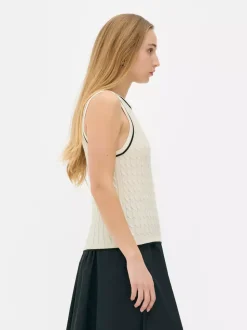 Długa koszulka bez rękawów o splocie warkoczowym