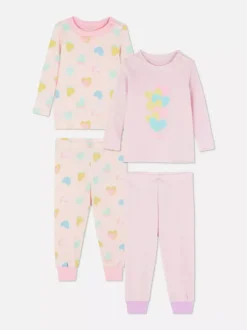 Długa piżama z motywem serca, 2 szt.