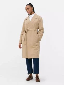 Długi płaszcz bez guzików w stylu rustykalnym