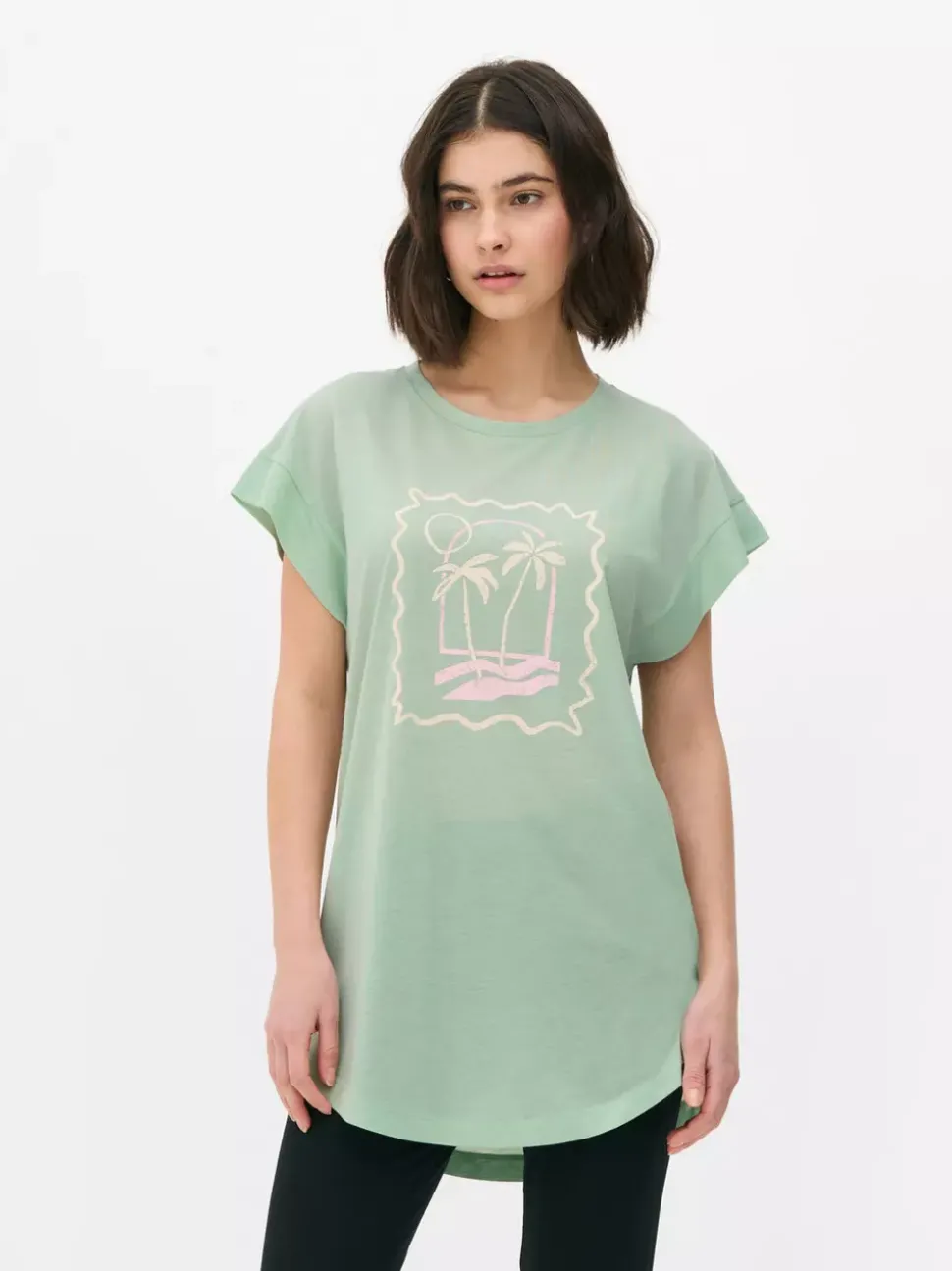 Długi T-shirt z nadrukiem