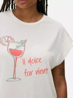 Długi T-shirt z nadrukiem