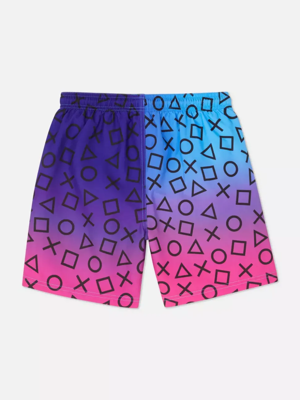 Długie szorty z efektem ombre i motywem PlayStation