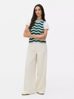 Dzianinowa koszulka bez rękawów w zygzaki