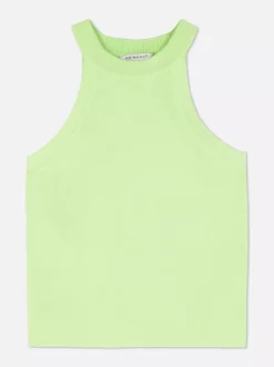 Dzianinowa koszulka bez rękawów o fasonie bokserki