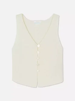 Dzianinowy bezrękawnik z guzikami