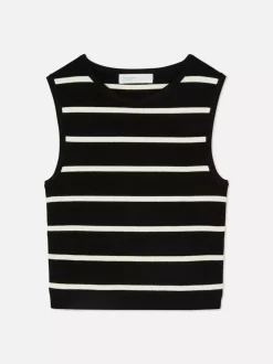 Dzianinowy top bez rękawów z okrągłym dekoltem