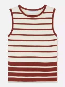 Dzianinowy top bez rękawów z okrągłym dekoltem