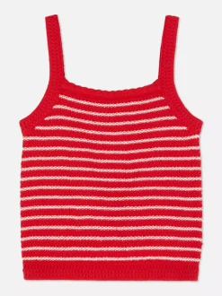 Dzianinowy top bez rękawów w paski
