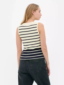 Dzianinowy top bez rękawów z okrągłym dekoltem