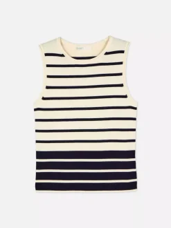 Dzianinowy top bez rękawów z okrągłym dekoltem