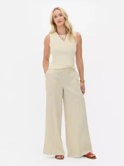 Dzianinowy top bez rękawów z okrągłym dekoltem