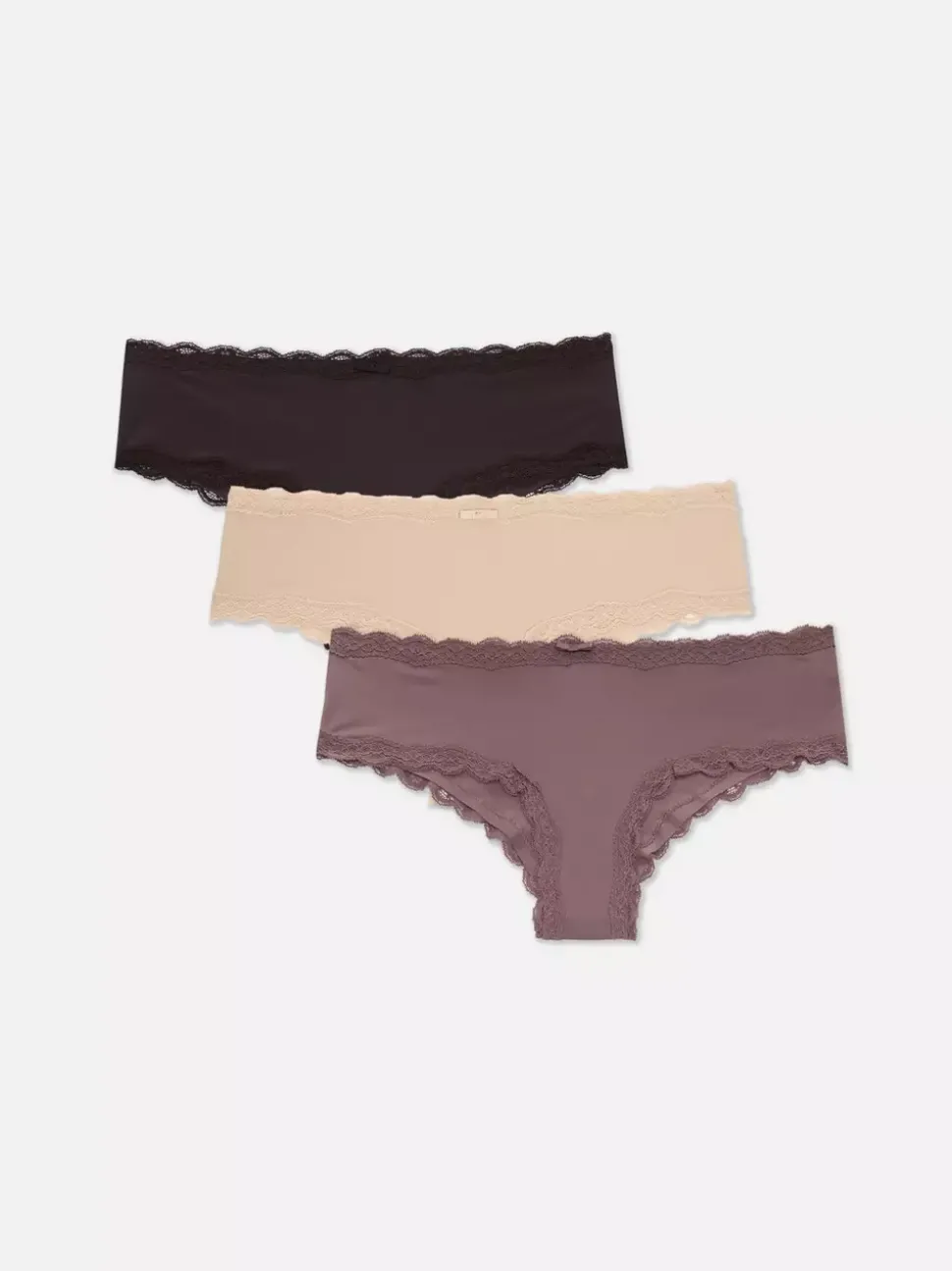 Figi biodrówki z koronkowym wykończeniem, 3 szt.