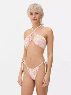 Góra od bikini typu bandeau z nadrukiem