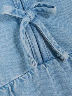 Jeansowa bluzka z bufiastym rękawem