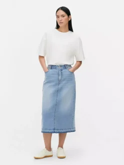Jeansowa spódnica midi