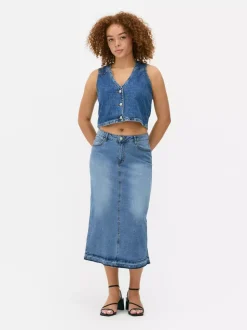 Jeansowa spódnica midi