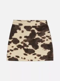 Jeansowa spódnica z motywem krowy