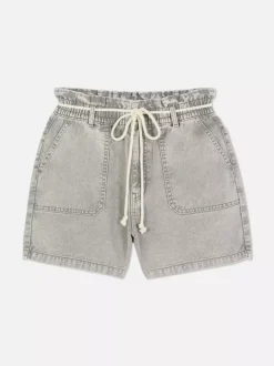 Jeansowe szorty bermudy ze sznurkowym wiązaniem