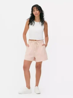 Jeansowe szorty bermudy ze sznurkowym wiązaniem