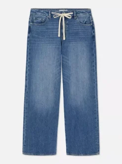 Jeansy z szerokimi nogawkami i wiązaniem w talii