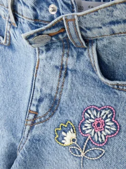 Jeansy z szerokimi nogawkami i haftem