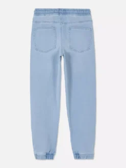 Joggery jeansowe ściągane sznurkiem