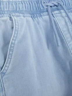 Joggery jeansowe ściągane sznurkiem