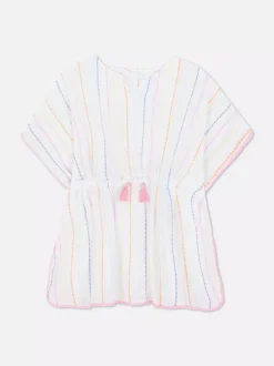 Kaftan w paski z frędzlami