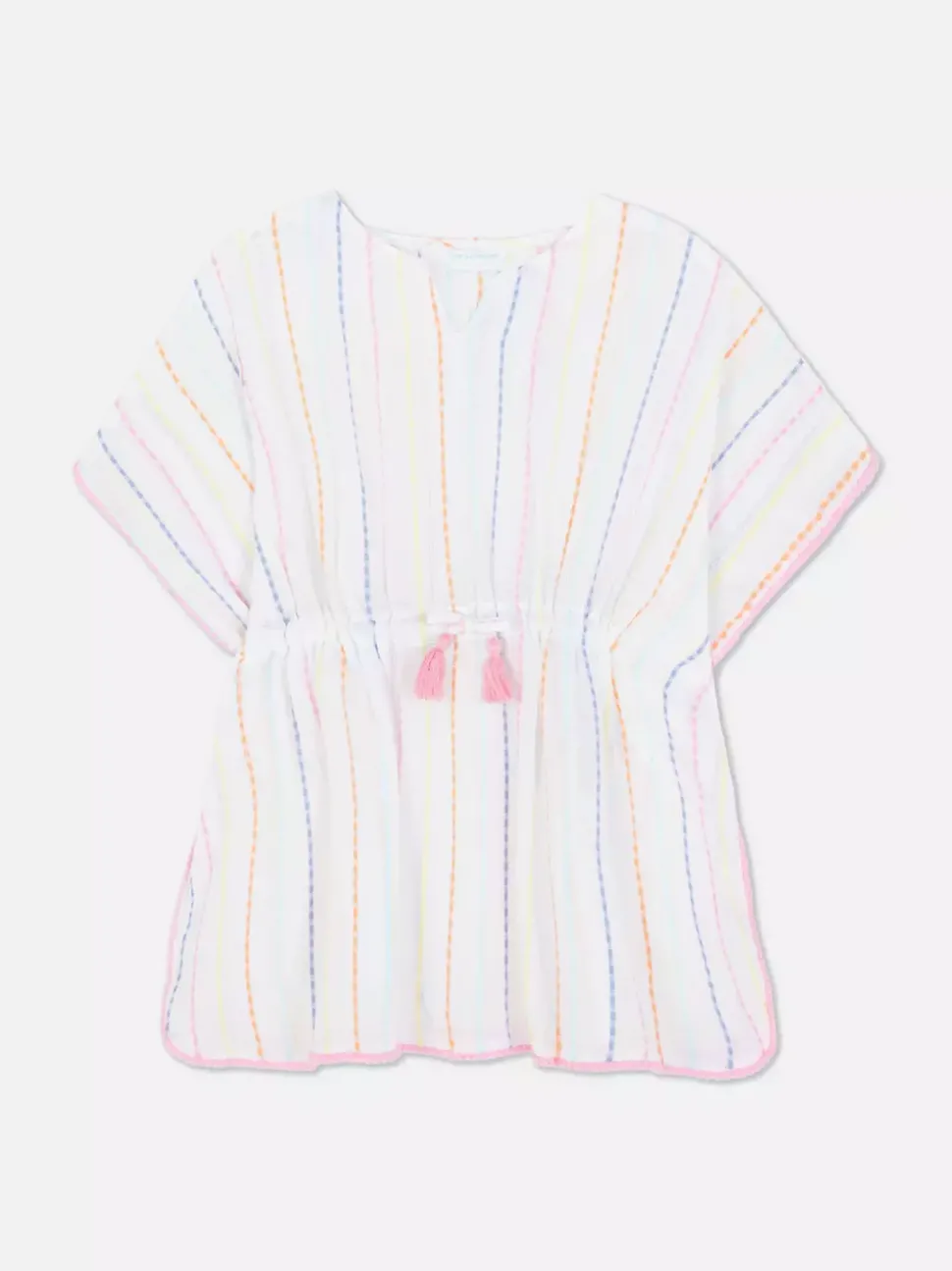 Kaftan w paski z frędzlami