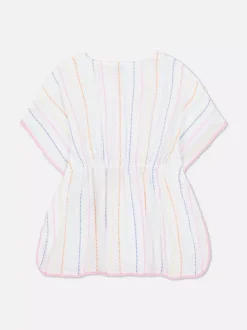 Kaftan w paski z frędzlami