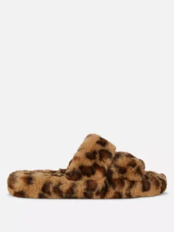 Kapcie z futerkiem i dwoma paskami