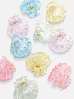 Klamerki do włosów z motywem muszelek, 10 szt.