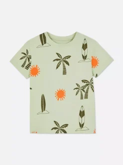 Kolorowy T-shirt z krótkim rękawem i motywem rekina