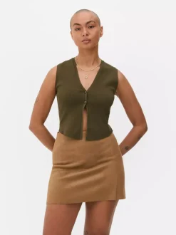 Kompaktowy sweter rozpinany bez rękawów