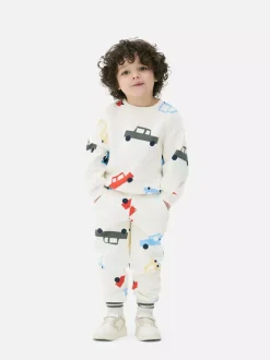 Komplet z bluzą i spodniami dresowymi z motywem auta