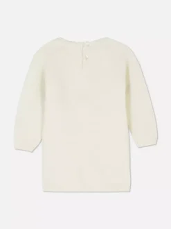 Komplet z sukienką swetrową w kwiaty i rajstopami